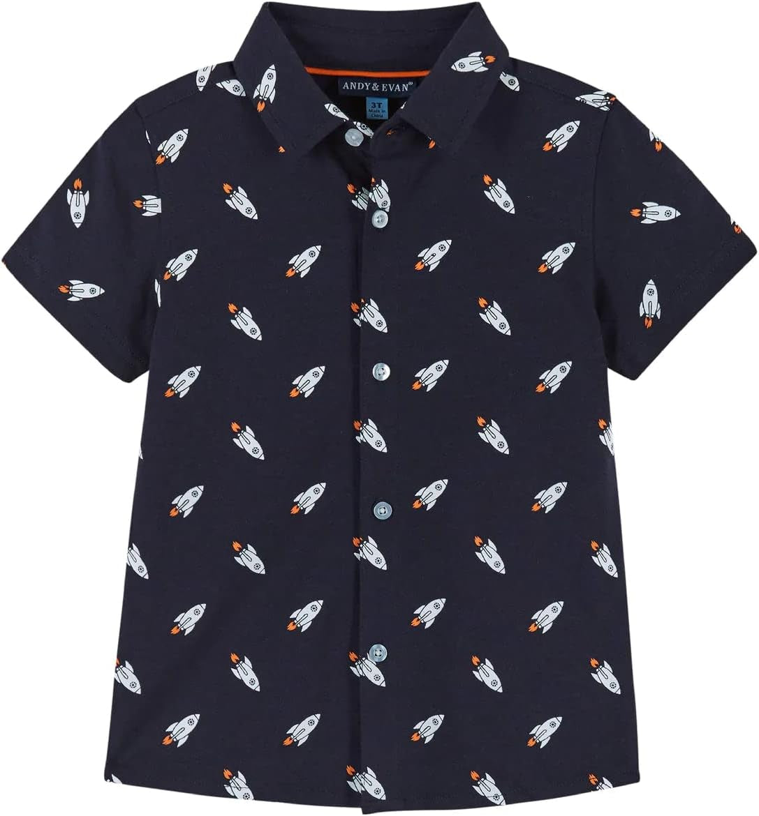 Andy & Evan Boys' Short Sleeve Button-Down Shirts, Stylish Summer Spring Shirts for Boys, Lightweight and Breathable