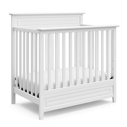 Storkcraft Petal 4-In-1 Convertible Mini Crib (White) – GREENGUARD Gold Certified, Converts to Daybed and Twin-Size Bed, Includes Bonus 2.75-Inch Mini Crib Mattress, Mini Crib with Mattress Included