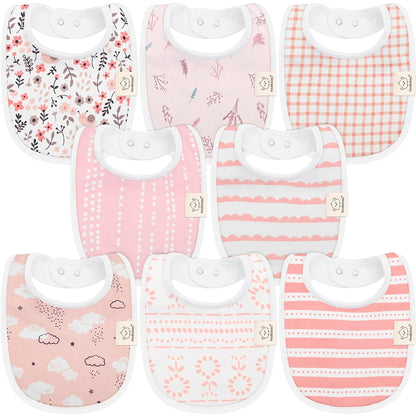 8-Pack Organic Baby Bibs for Boys, Girls - Soft Cotton Drooling and Teething Baby Bibs, Baby Girl Bibs, Baby Boy Bibs, Baby Drool Bibs for Baby Girl, Boy, Newborn Infant Bibs (Grayscale)