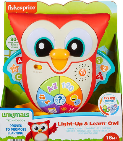 Fisher-Price Toddler Learning Toy Linkimals Light-Up & Learn Owl for Ages 18+ Months, Compatible Only with Linkimals Items