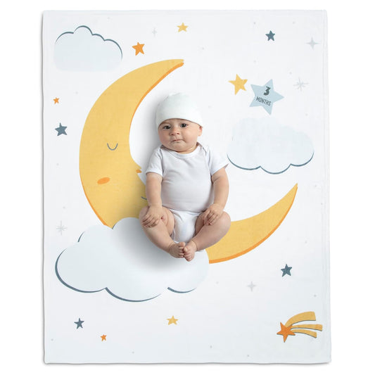 Delta Children Milestone Baby Blanket – Monthly Blanket for Pictures – Photo Blanket for Newborns, Moon