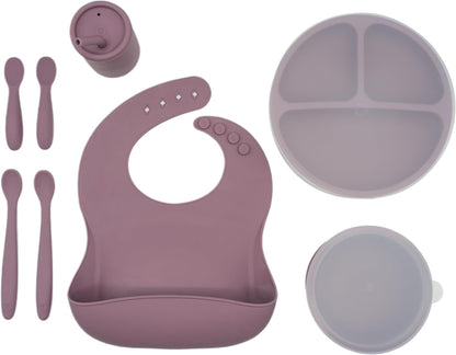 Weesprout Baby Led Weaning Bundle, Silicone Suction Bowl, Spoons, Bib & Cup, Develops Self Feeding Skills, Dishwasher Safe (Mint)