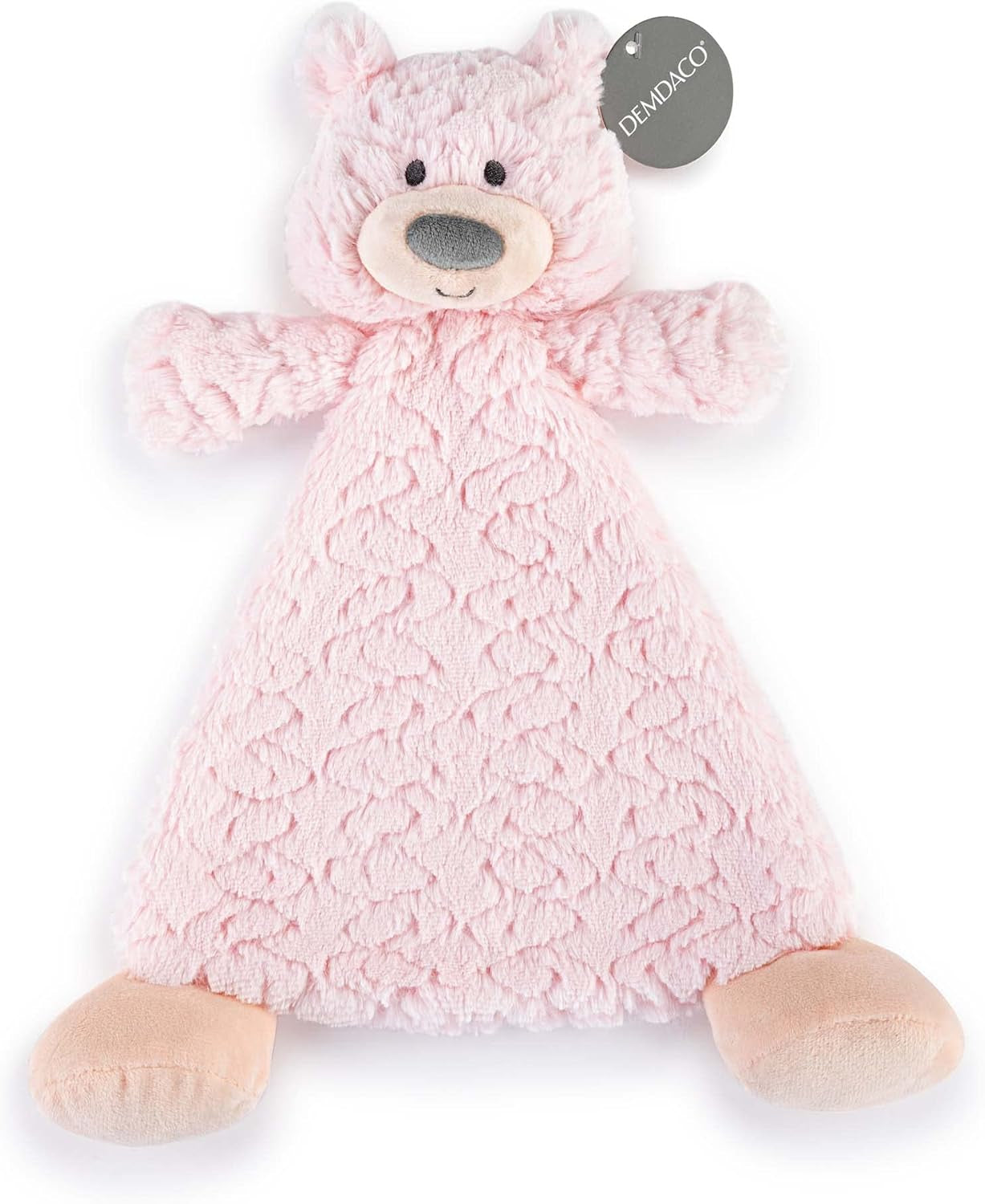 DEMDACO Bella Bear Pink 13 X 11 Inch Polyester Children'S Plush Activity Rattle Blankie