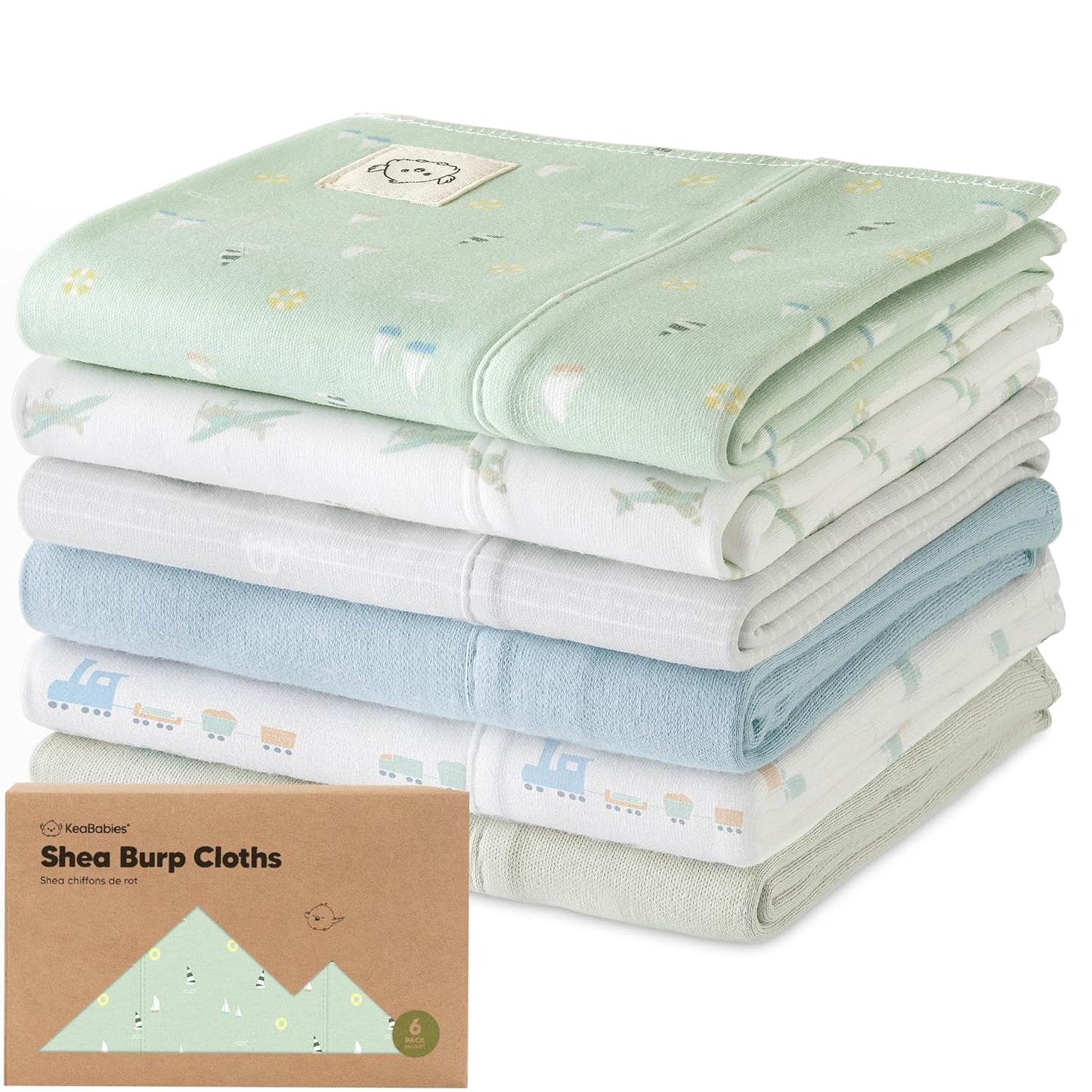 Organic Burp Cloths Baby Girl, Boy - 6-Pack Large Baby Burp Cloths, Super Absorbent Burping Cloths for Babies, Soft & Plush Cotton Burp Cloth, Spit up Burp Rags, Newborn Burp Clothes (Wilderness)