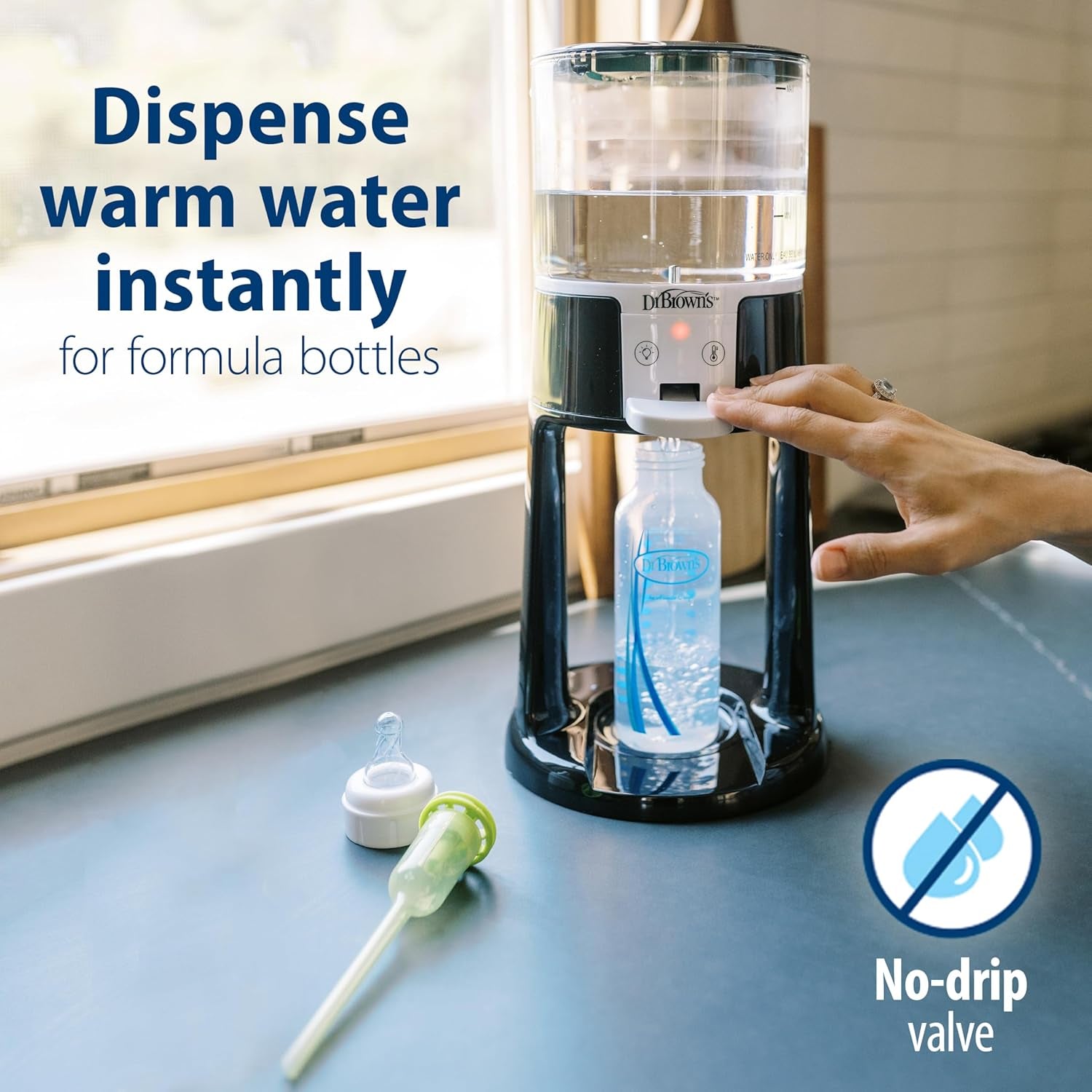 Dr. Brown'S Insta-Prep Warm Water Dispenser to Instantly Prepare Baby’S Formula Bottle,Large Capacity Glass Tank with 3 Temperature Settings,Black