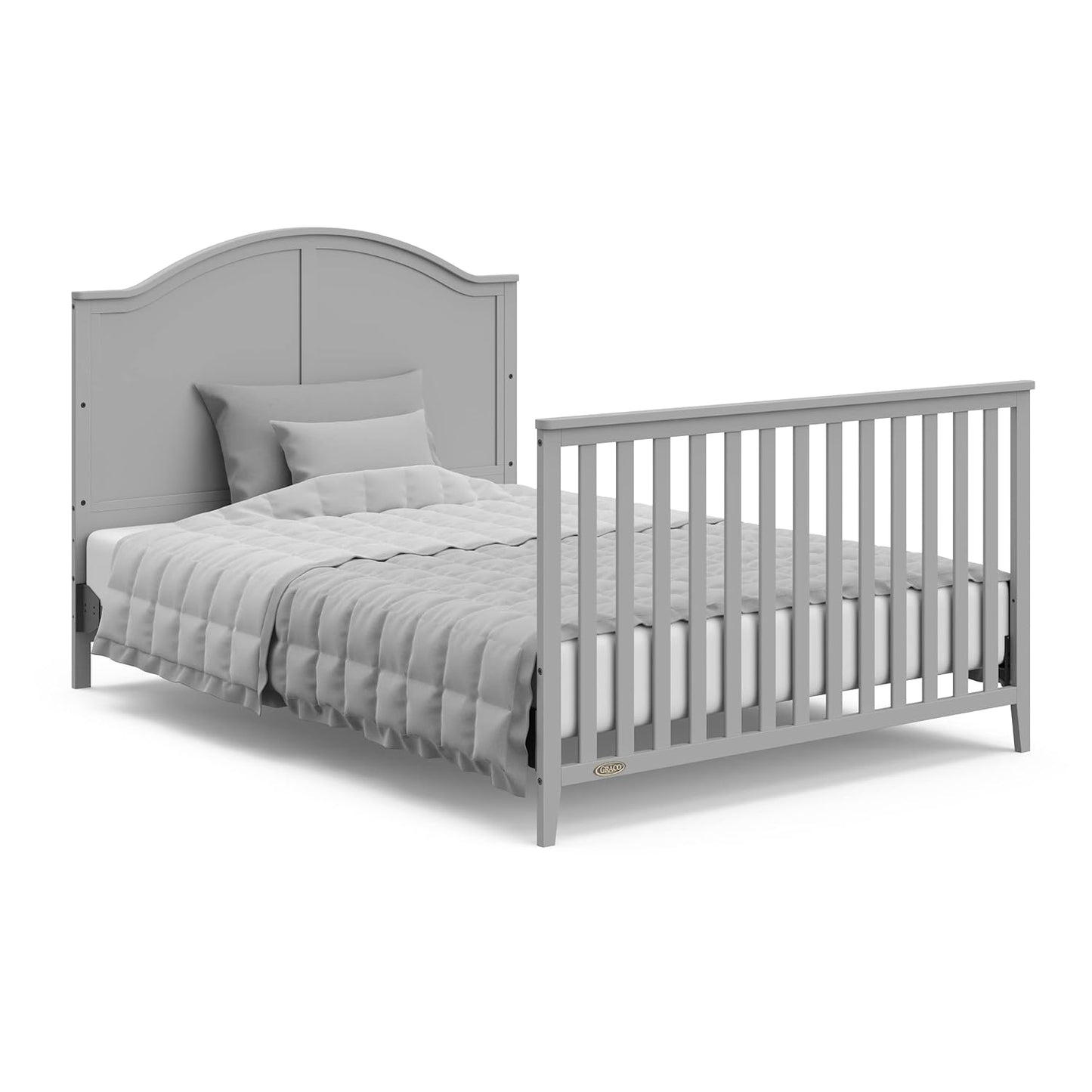 Graco Wilfred 5-In-1 Convertible Crib (Pebble Gray) – GREENGUARD Gold Certified, Converts to Toddler Bed and Full-Size Bed, Fits Standard Full-Size Crib Mattress, Adjustable Mattress Support Base