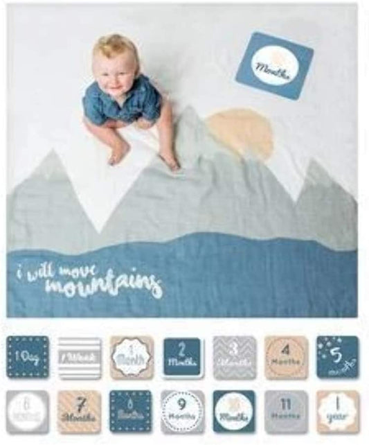 Lulujo Baby’S First Year Milestone Blanket and Card Set | 40In X 40In (I Will Move Mountains)