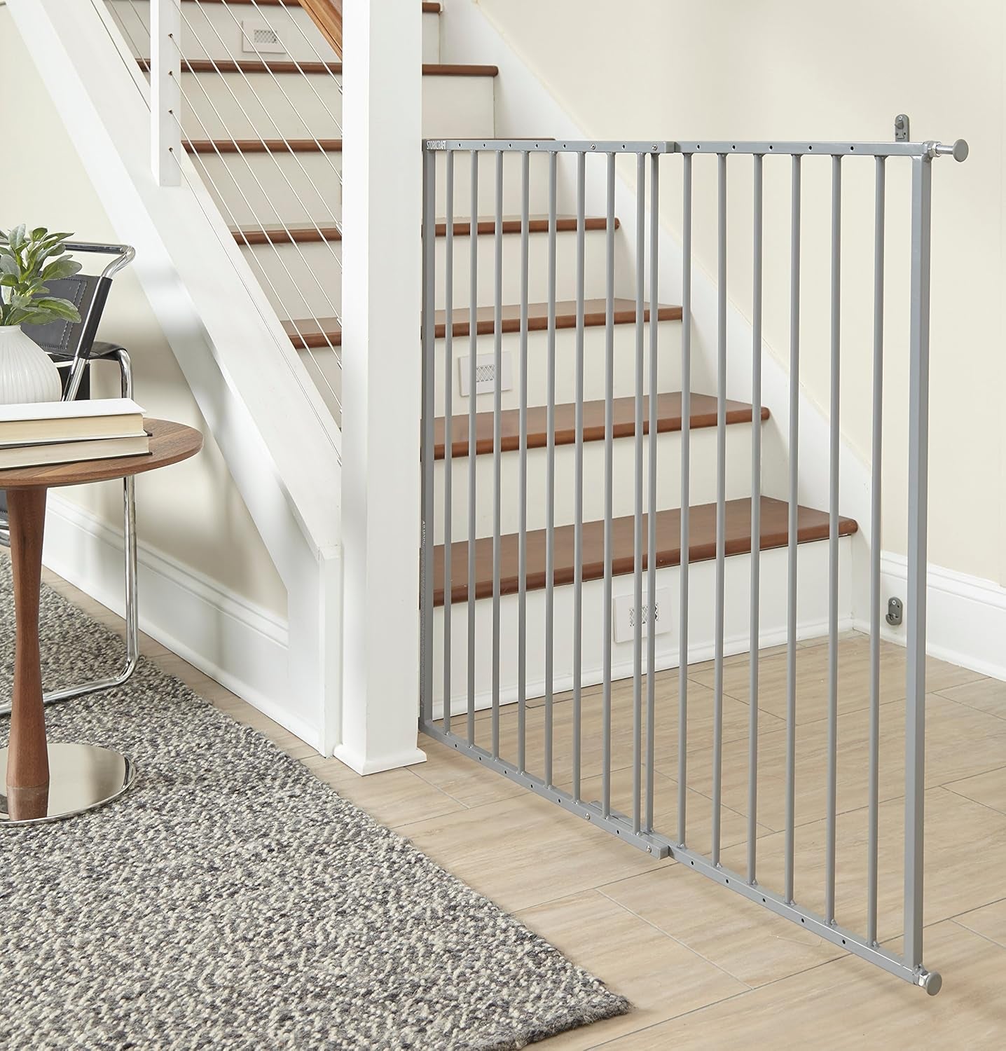 Storkcraft Easy Walk-Thru Tall Metal Safety Gate (White, Black, Gray) – 33.75 Inches Tall, Easy to Install, Pet-Friendly, Durable Metal Hardware, Ideal for Taller Children and Larger Pets