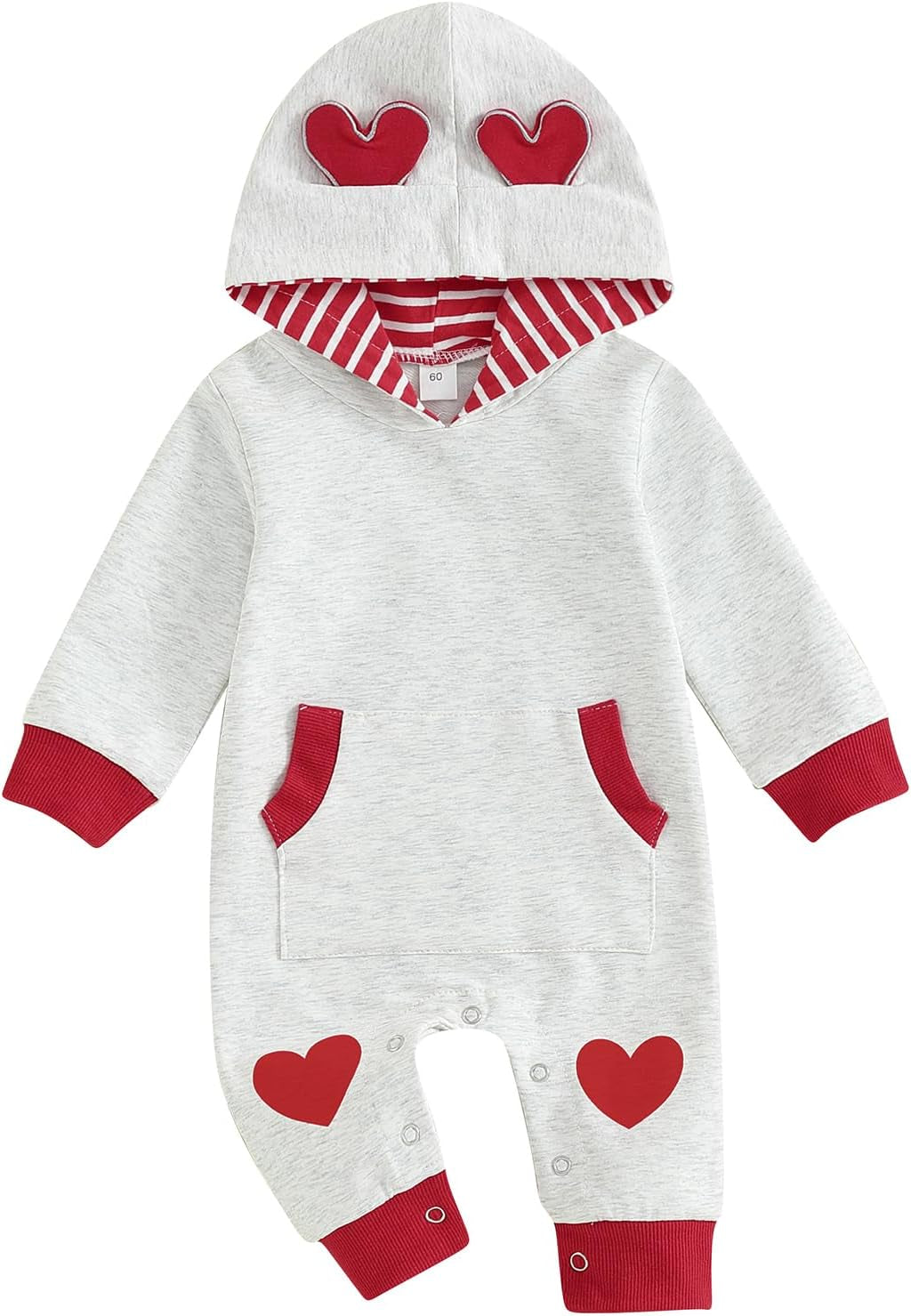 Bemeyourbbs Newborn Baby Boy Clothes Color Block Long Sleeve Hooded Romper with Pocket Fall Winter One Piece Outfits