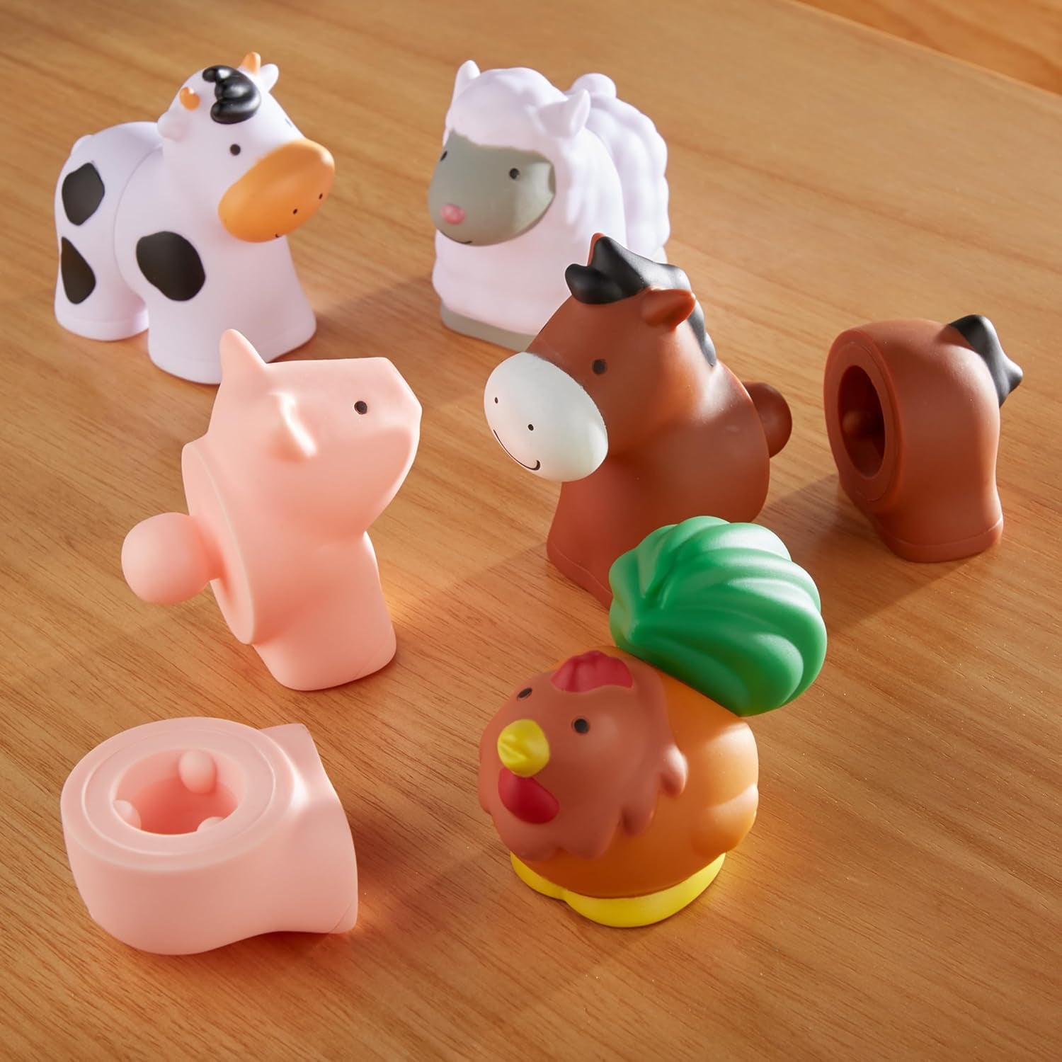 Melissa & Doug Pop Blocs Farm Animals Educational Baby Toy - 10 Linkable Pieces