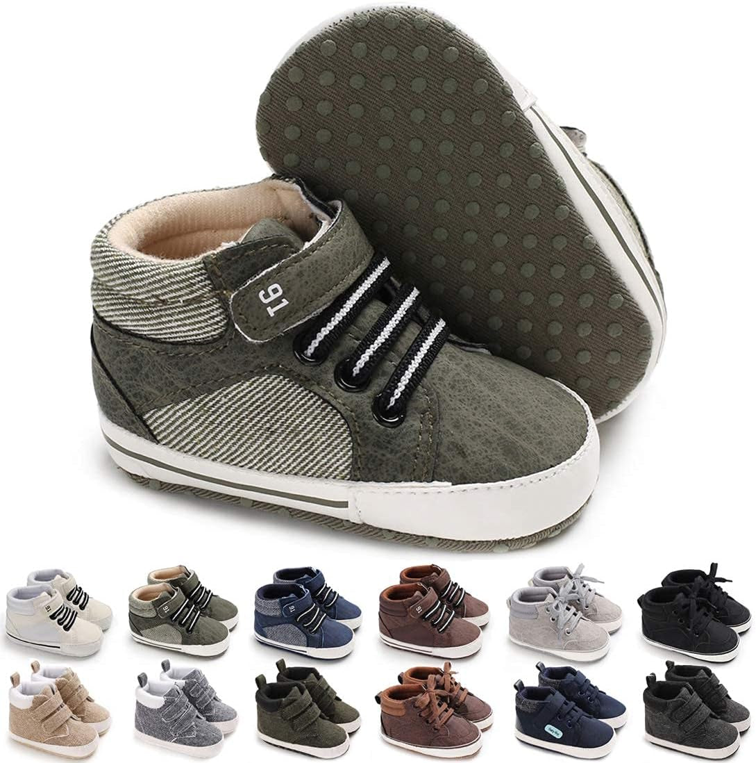 CENCIRILY Baby Boys Girls High Top Sneakers Soft Soles anti Skid Infant Ankle Shoes Toddler Prewalker First Walking Crib Shoes