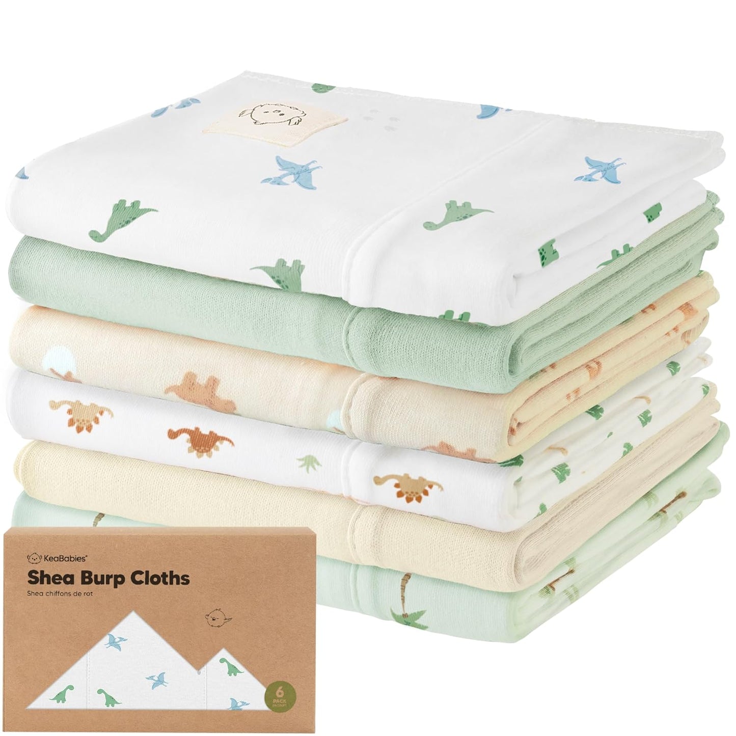 Organic Burp Cloths Baby Girl, Boy - 6-Pack Large Baby Burp Cloths, Super Absorbent Burping Cloths for Babies, Soft & Plush Cotton Burp Cloth, Spit up Burp Rags, Newborn Burp Clothes (Wilderness)