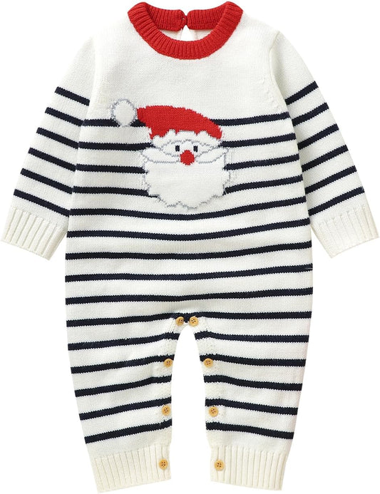 Baby Boy Girl Halloween Clothes Newborn Pumpkin Knitted Romper Suspender Jumpsuit Christmas Santa Outfits