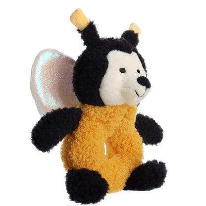 Apricot Lamb Baby Bee Soft Rattle Toy, Insect Plush Stuffed Animal for Newborn Soft Hand Grip Shaker over 0 Months (Bee, 6 Inches)