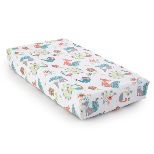 Levtex Baby - Fiona Diaper Changing Pad Cover - Fits Most Standard Changing Pads - Floral Ogee Pattern - Pink, Teal, White - Nursery Accessories - Plush