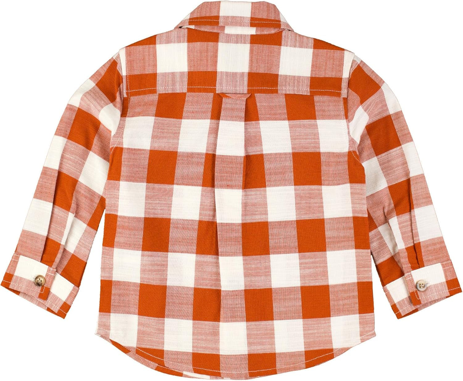 Rugged Butts Rust Plaid Long Sleeve Button down Shirt - 12-18M