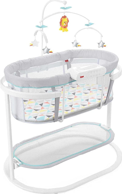 Fisher-Price Baby Bedside Sleeper Soothing Motions Bassinet with Lights Music Vibrations & Toy Mobile for Newborns 0+ Months, Windmill