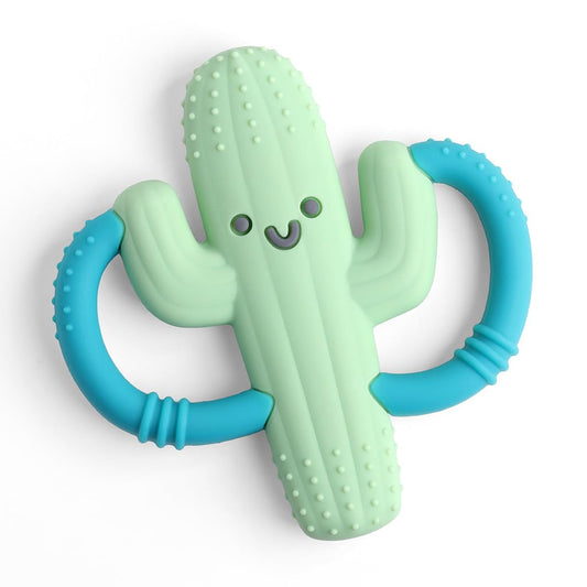 Itzy Ritzy Cactus-Shaped Baby Teether with Handles; Silicone Teether for Babies with Easy-Grab Handles and Textured, Teethable Surfaces - Baby Teething Toy for 3 Months & up (Cactus)