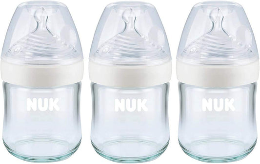 NUK Simply Natural Glass Baby Bottles, 4 Oz, 3 Pack