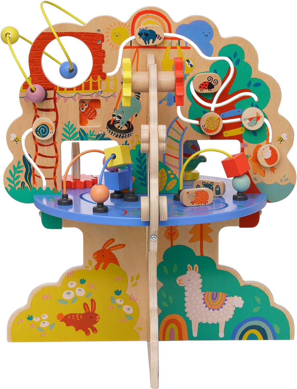 Manhattan Toy Playground Adventure Wooden Toddler Activity Center with Gliders, Abacus Track, Spinners, Spring Toys and Bead Runs