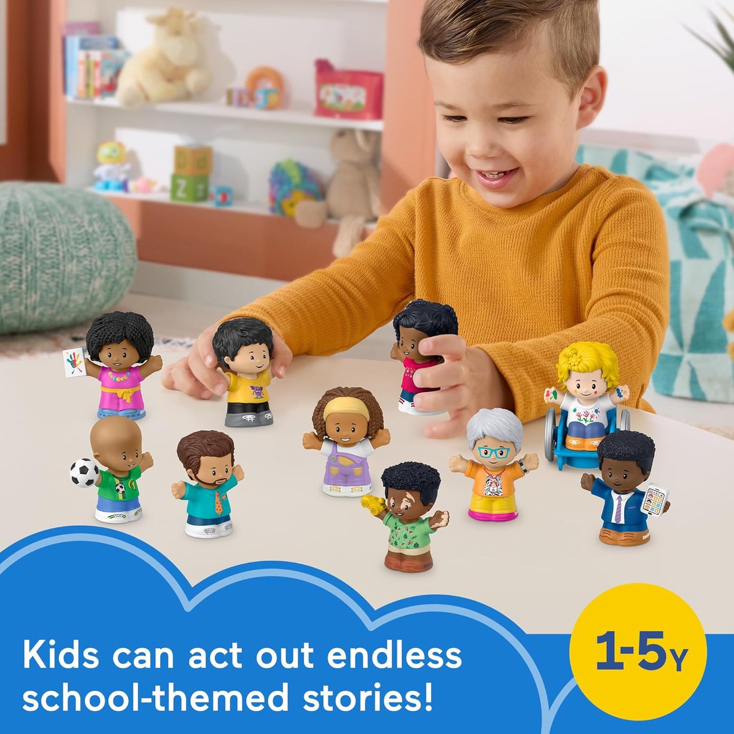 Fisher-Price Little People Toddler Toys Classroom Figures 10-Piece Set for Preschool Pretend Play for Kids Ages 1+ Years