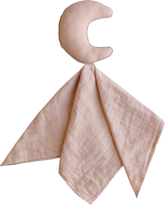 Mushie Moon Security Blanket | Baby Lovey | 100% Organic Muslin Cotton (Blush)