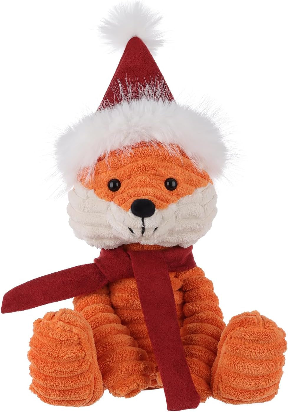 Apricot Lamb Christmas Toys Plush Corduroy Fox with Hat and Scarf Perfect for Child 8.5 Inches