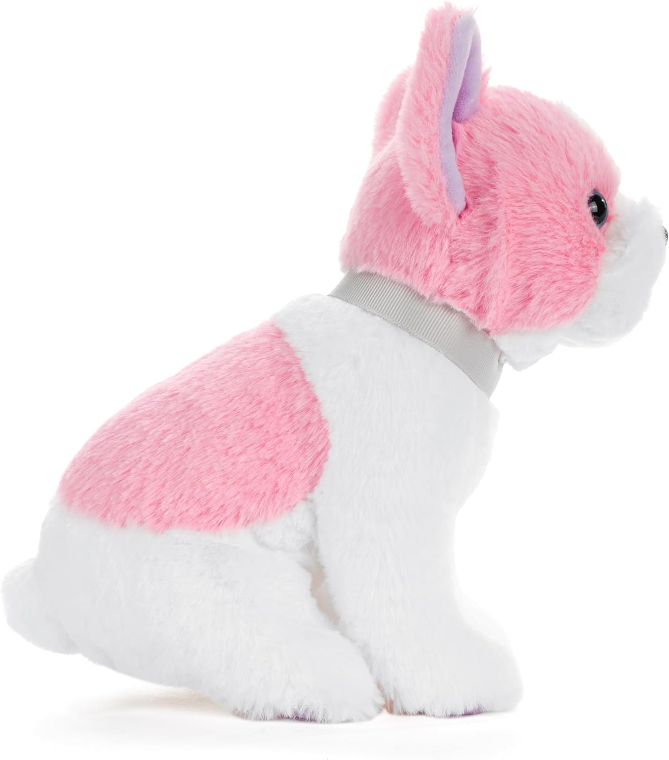 DEMDACO Animalcraft 8 X 7 Inch Polyester Cuddly, Soft Plush, Toy, Stuffed Animal, Pink and White, French Bulldog