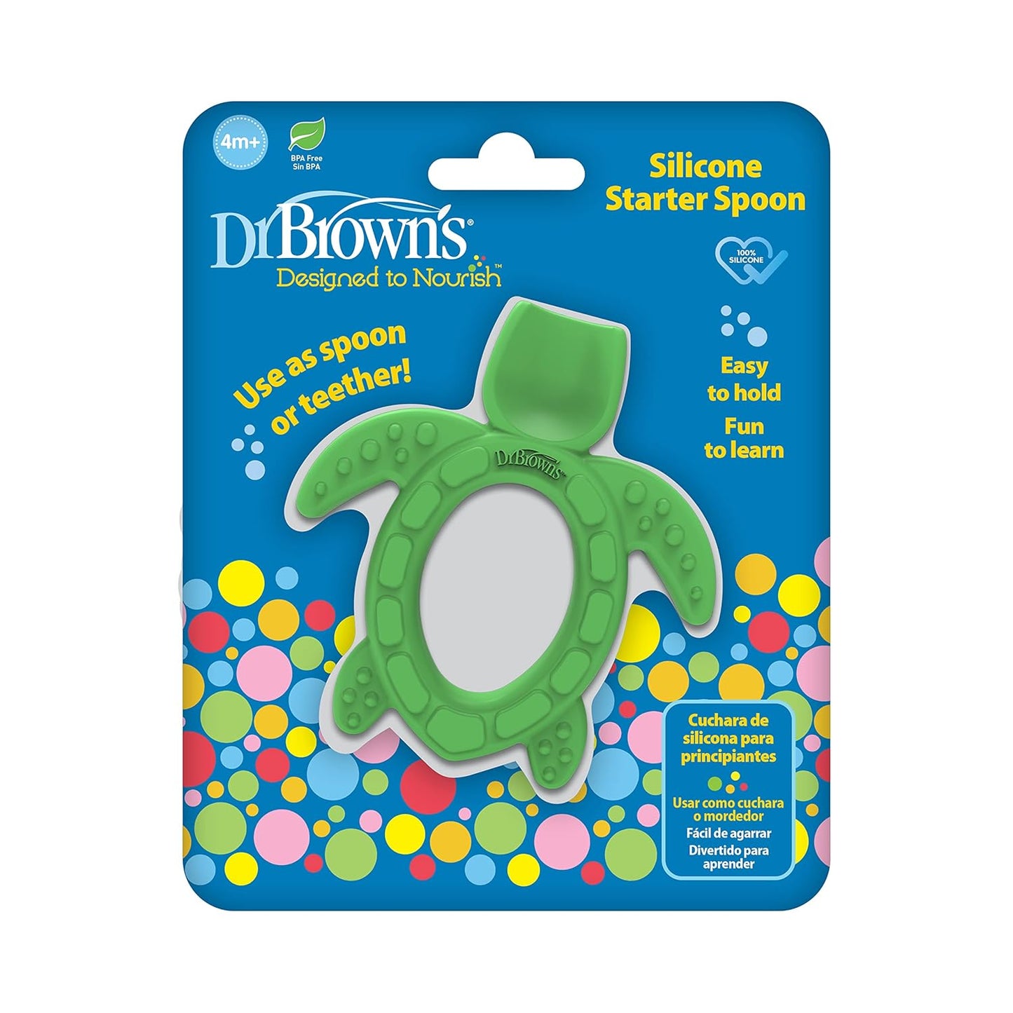 Dr. Brown'S Silicone Starter Spoon and Teether for Babies and Infants, Turtles, 1 Pack, 4M+