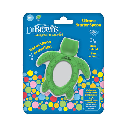 Dr. Brown'S Silicone Starter Spoon and Teether for Babies and Infants, Turtles, 1 Pack, 4M+