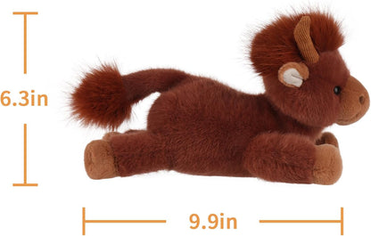 Apricot Lamb Lazy Highland Cow Plush Stuffed Animals for Kids, Soft Cute Plush Toys for Baby Girl and Boy, Fluffy Lazy Highland Cow Brown 11.9 Inches