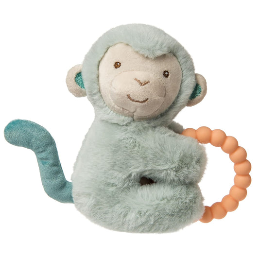 Mary Meyer Soft Baby Rattle with Teether Ring, 6-Inches, Little but Fierce Monkey