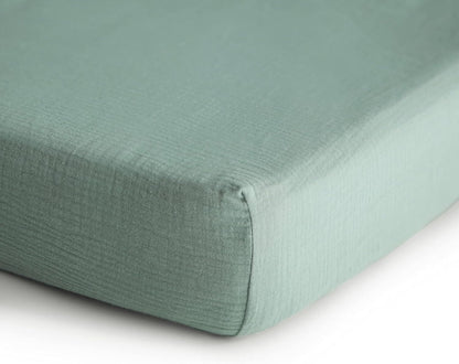 Mushie Extra Soft Muslin Fitted Crib Sheet | 192 Thread Count | 28"X 52" (Tradewinds)