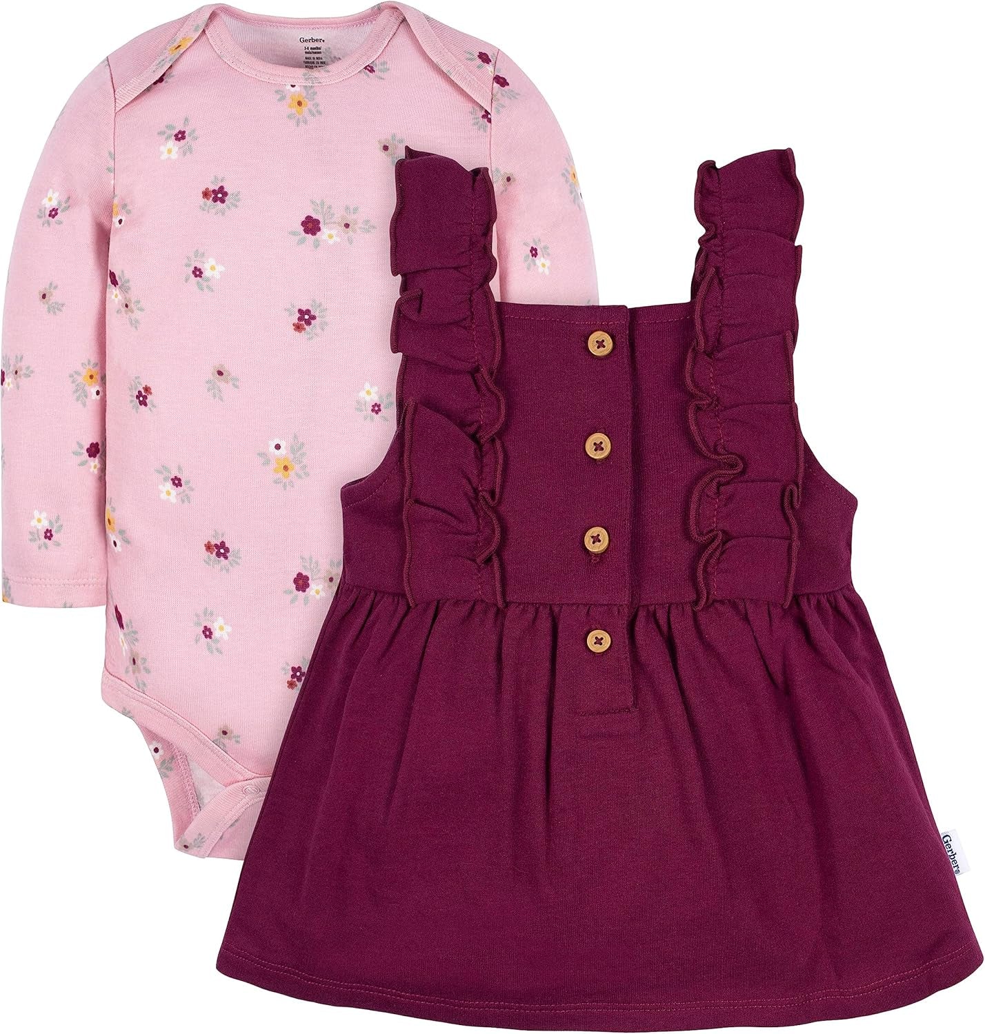 Gerber Baby & Toddler Girls' 2-Piece Overall Dress Set