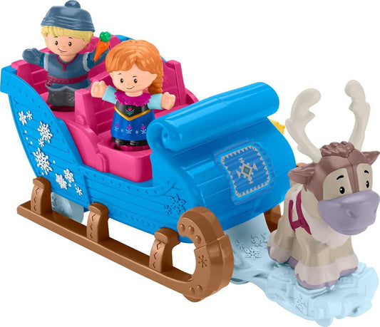 Fisher-Price Little People Toddler Toy Disney Frozen Kristoff’S Sleigh Vehicle with Character Figures for Pretend Play Kids Ages 18+ Months