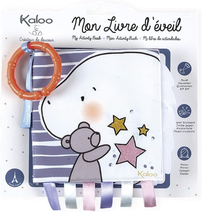 Kaloo My First the Tired Dinosaur Activity Book with Soft Cloth Pages & Textured Shapes- Learn about Bedtime Ages 0+