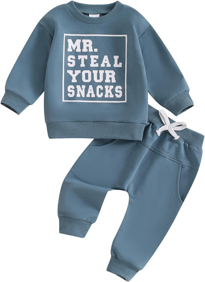 Toddler Baby Boy Clothes Crewneck Sweatshirt Long Sleeve Letter Print Shirt with Pants Cute Fall Winter Outfits