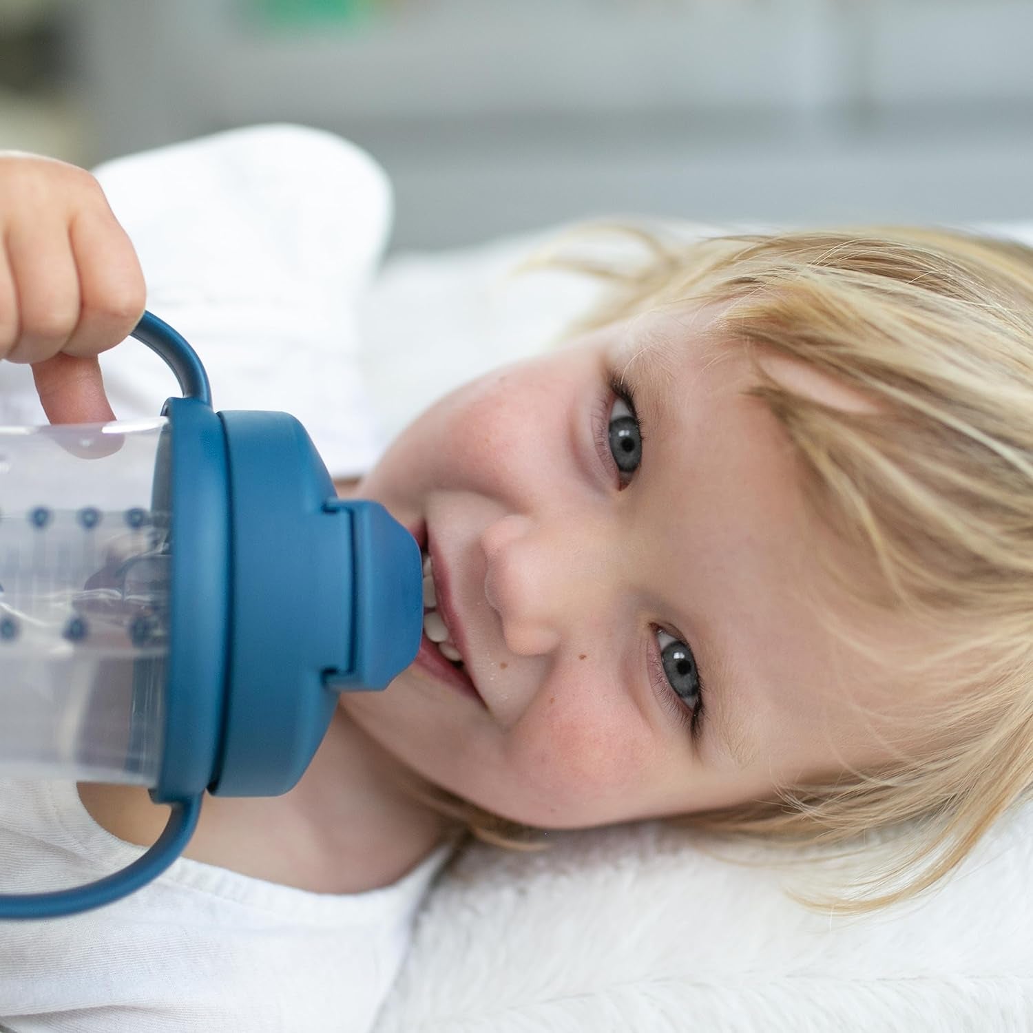 Dr. Brown'S Milestones Baby'S First Straw Cup, Training Cup with Weighted Straw, 9Oz/270Ml, Dark Blue, BPA Free, 6M+