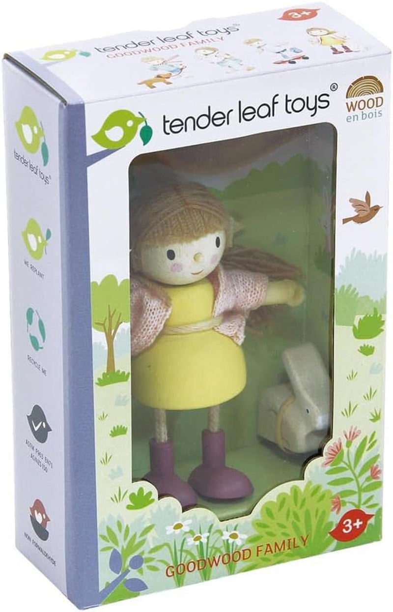 Tender Leaf Toys - the Goodwood Family - Wooden Miniatures Flexible Doll, Multicultural Action Figure for Dollhouse - Encourage Creative and Imaginative Fun Play for Children - Age 3+