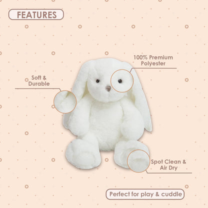 MON AMI Cotton White Bunny Stuffed Animal – 15”, Soft & Cuddly, Huggable Rabbit Plush Toy, Nursery Décor, Great for Kids of All Ages