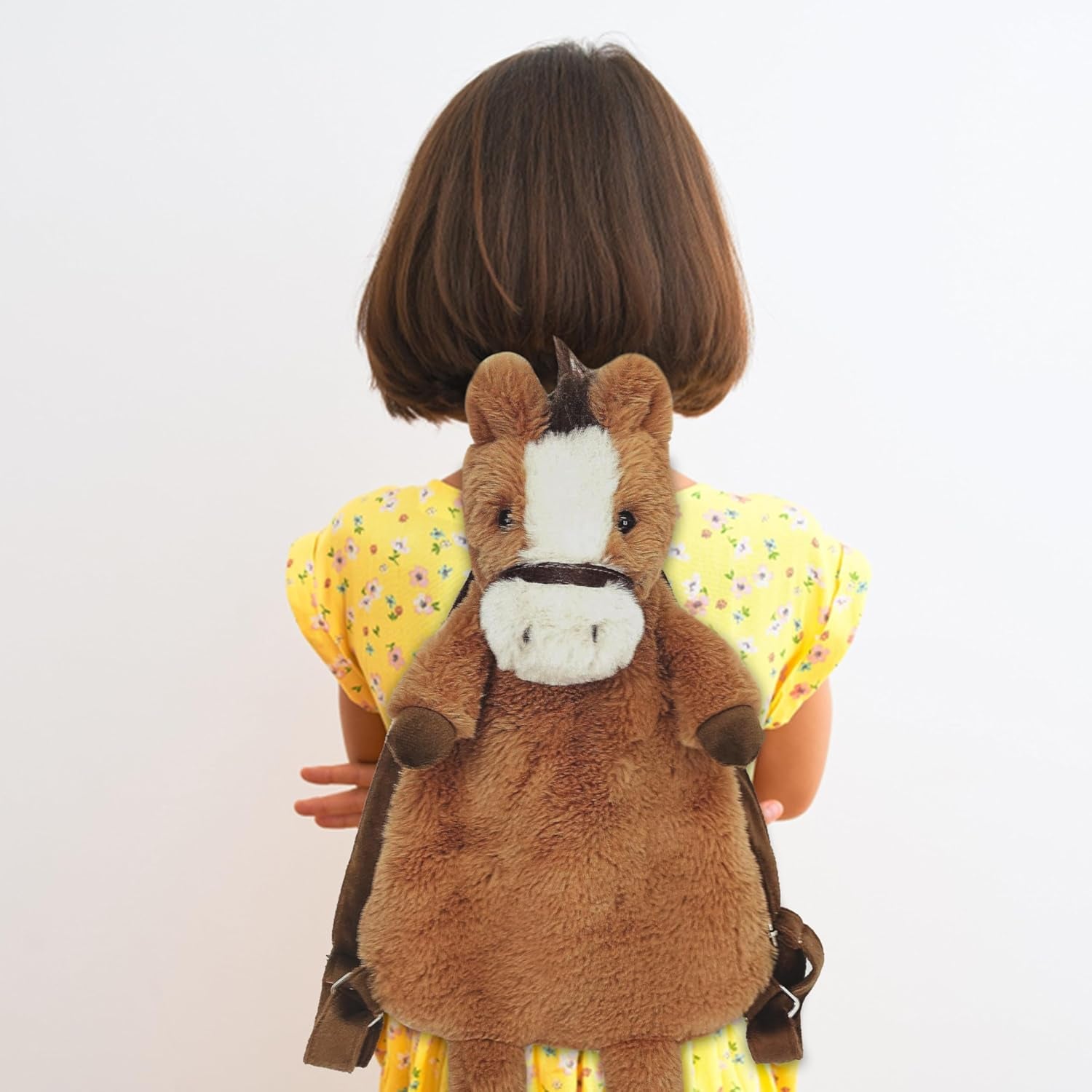 MON AMI Truffles Horse Soft Plush Backpack 21” Toddler Backpack for Boys/Girls, Kids Everyday Travel Backpack, Adjustable Straps, Stuffed Animal Toy Bag, Ideal Gift for Christmas