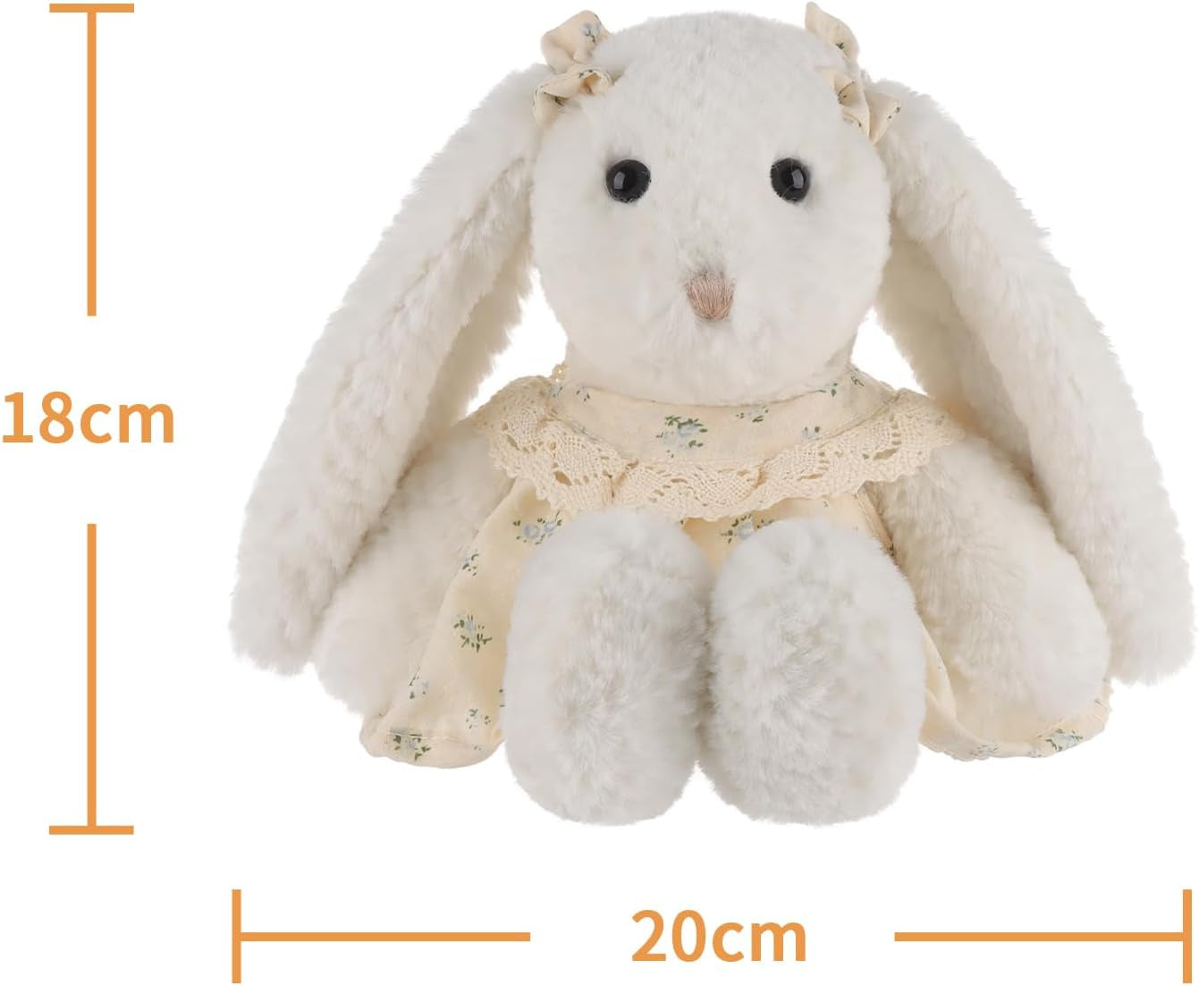 Apricot Lamb Lady Bunny Plush Stuffed Animals for Kids, Soft Cute Rabbit Plush Toys for Baby Girl and Boy, Fluffy Lady Bunny White 7.1 Inches