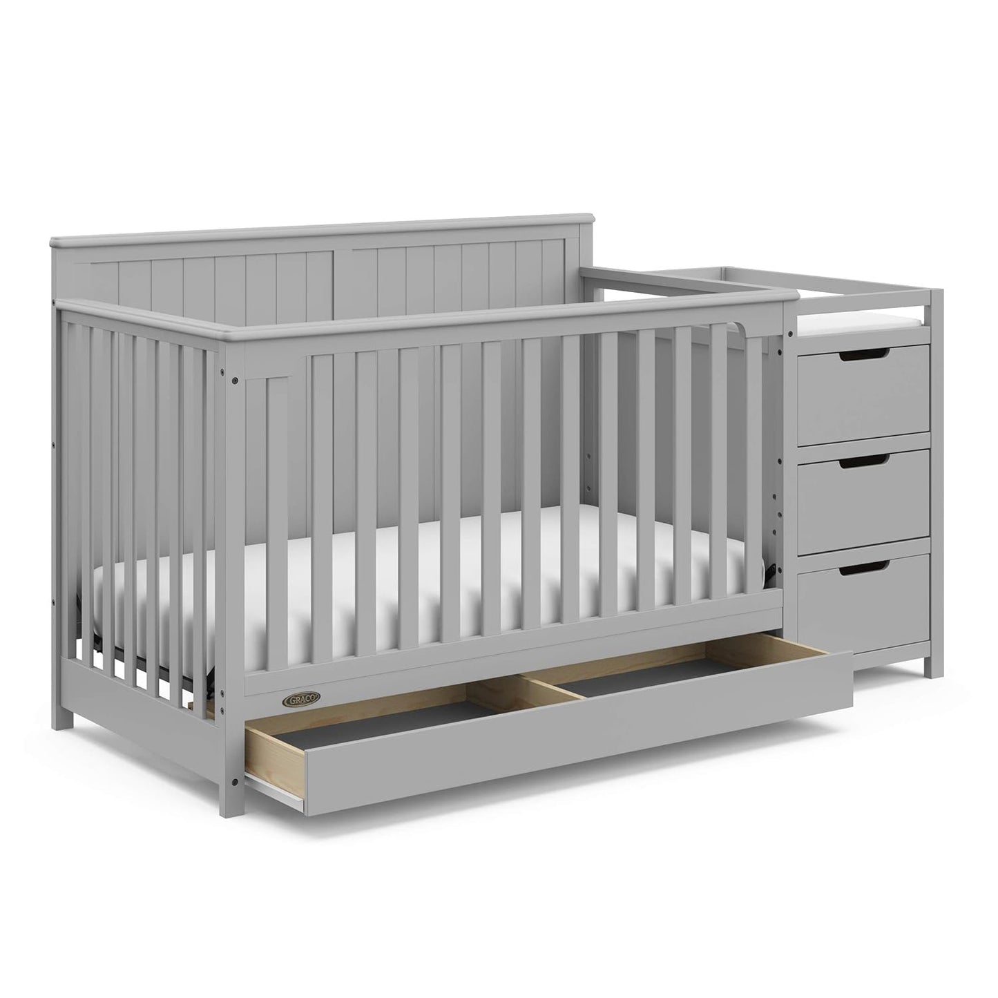 Graco Hadley 5-In-1 Convertible Crib and Changer with Drawer (Espresso) – GREENGUARD Gold Certified, Crib and Changing -Table Combo with Drawer, Includes Baby Changing Pad, Converts to Full-Size Bed