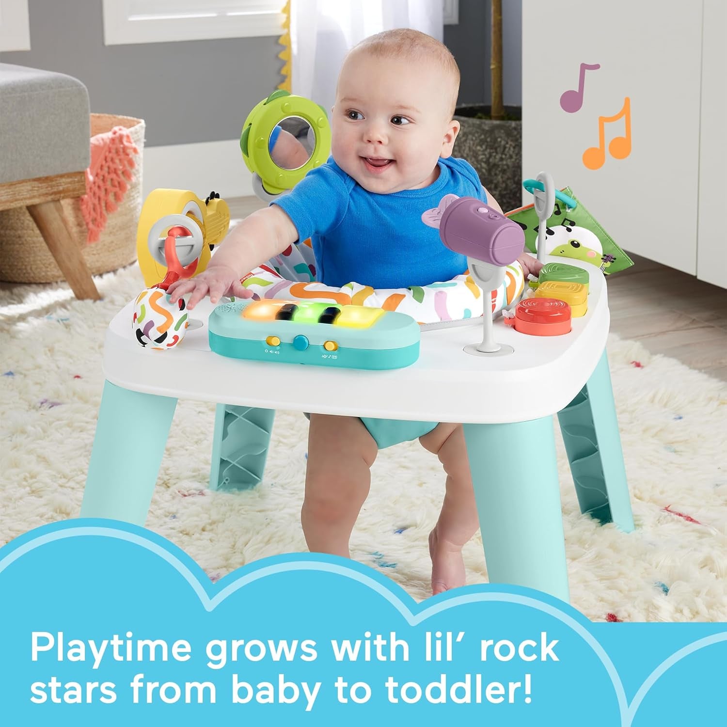 ​Fisher-Price Baby to Toddler Toy 3-In-1 Hit Wonder Activity Center & Play Table with Music Lights & Developmental Activities