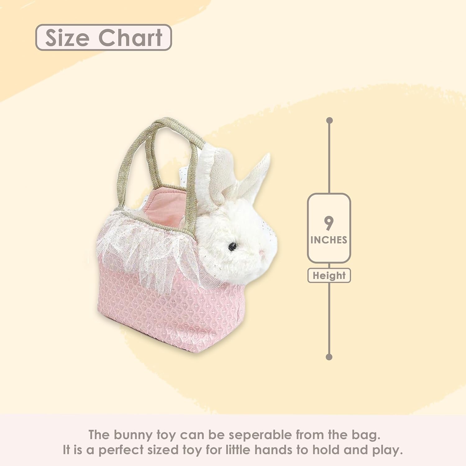 MON AMI Magnolia Bunny Plush Toy & Purse, Rabbit Stuffed Animal Toy with Pet Carrier Set, Stuffed Animal Bag, Christmas Gift for Little Girls & Toddlers