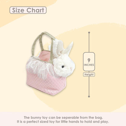 MON AMI Magnolia Bunny Plush Toy & Purse, Rabbit Stuffed Animal Toy with Pet Carrier Set, Stuffed Animal Bag, Christmas Gift for Little Girls & Toddlers