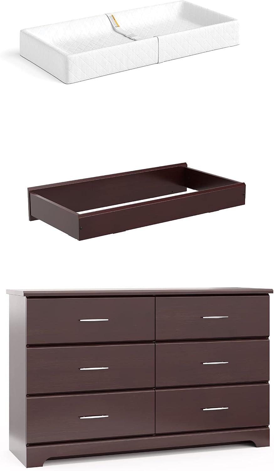 Storkcraft Brookside 6 Drawer Chest with Changing Topper and Change Pad - Gray