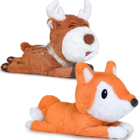 Iplay, Ilearn Wrist Pals Toddler Plush Toys Slaps Bracelets, Kid Stuffed Animal Soft Toys Set, 2Pcs 12" Fox Reindeer Wristband, Christmas Birthday Party Gift Ages 2 3 4 5 6 7 8 Baby Infant Girl Child