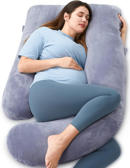 Momcozy Pregnancy Pillows for Sleeping, U Shaped Full Body Maternity Pillow with Removable Cover - Support for Back, Legs, Belly, Hips for Pregnant Women - Grey