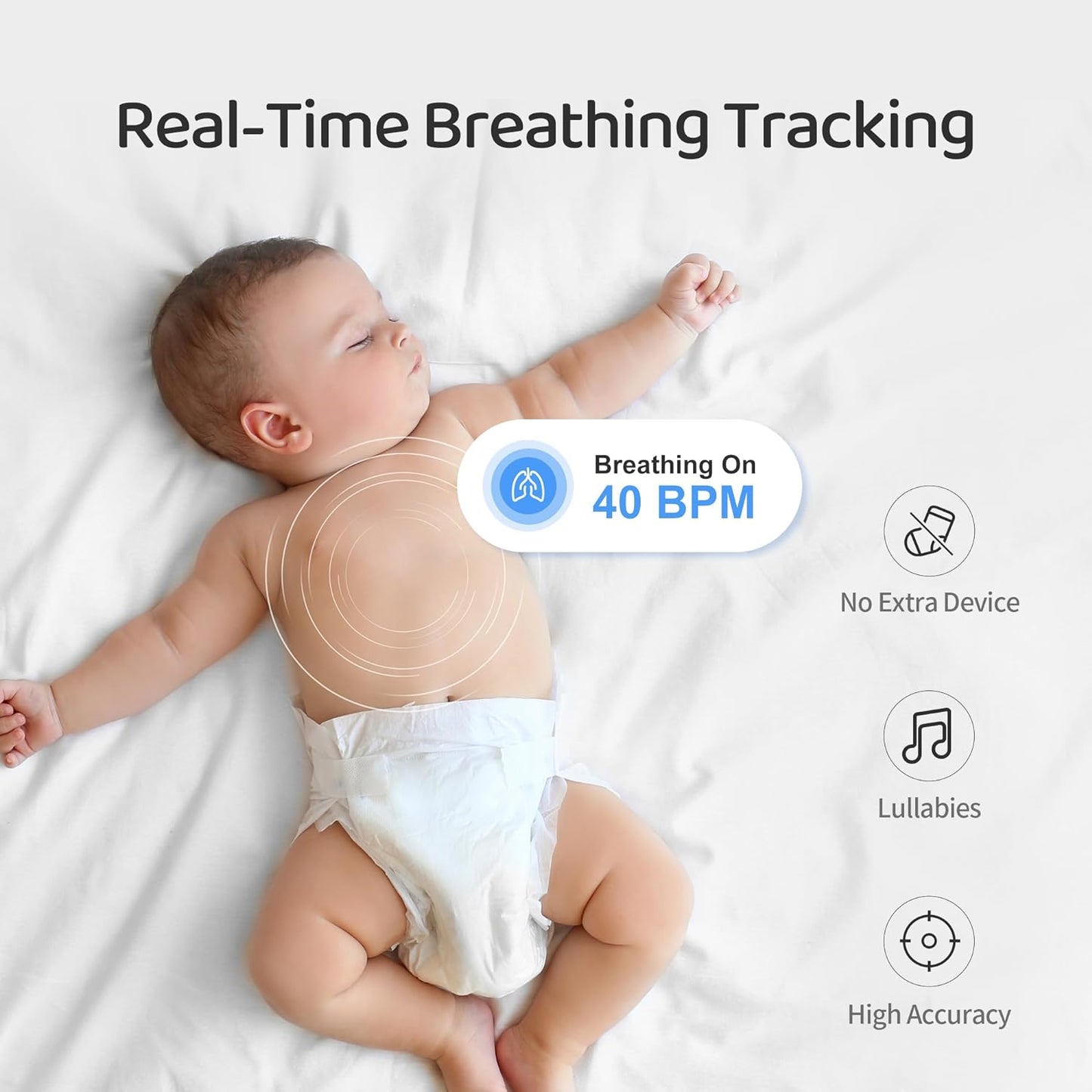 Cheego X3 Pro Smart Baby Monitor with Real-Time Contactless Breathing& Sleep Tracking, Cry& Face Cover Detection, Wall Mount& 2K Wi-Fi HD Video Camera and 2-Way Talk, Nightlight and Night Vision